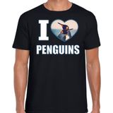 I love penguins t-shirt met dieren foto van een pinguin zwart voor heren - cadeau shirt pinguins liefhebber