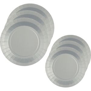 Santex Feest/verjaardag borden set - 40x stuks - zilver - 17 cm en 22 cm