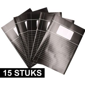 15x Zwarte A4 lijntjes schriften pakket - Voordeelpakket - Schoolschriften - Notitieschriften