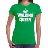Walking Queen t-shirt groen dames - feest shirts dames - wandel/avondvierdaagse kleding