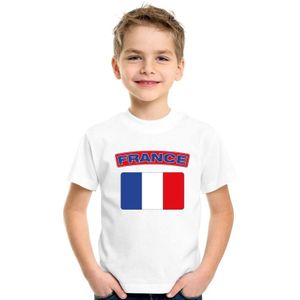 Frankrijk t-shirt met Franse vlag wit kinderen