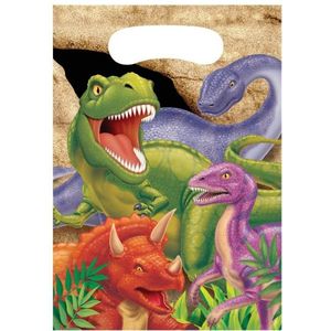 32x stuks Dinosaurus thema uitdeelzakjes/feestzakjes/traktaties - Kinderfeestje/kinder verjaardag Dino