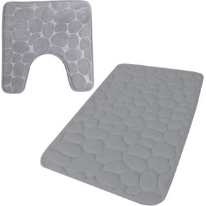 Urban Living badkamer droogloop matjes/tapijt - set 2x stuks - memory foam - steengrijs