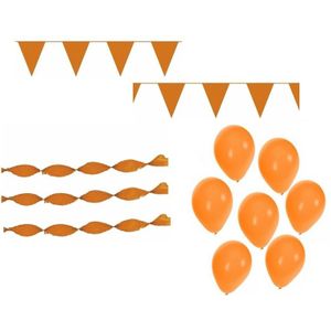 Oranje Koningsdag feestpakket met versiering en decoratie - ballonnen / slingers / vlaggetjes