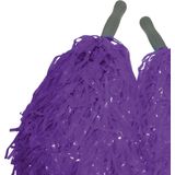 Cheerballs/pompoms - 4x - paars - met franjes en stick handgreep - 25 cm - voor kinderen