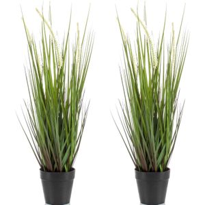 Set van 2x stuks kunstplanten groen gras sprieten 53 cm - Grasplanten/kunstplanten voor binnen gebruik