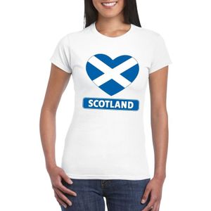 Schotland t-shirt met Schotse vlag in hart wit dames