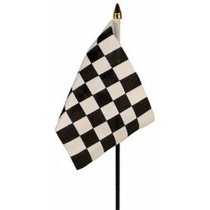 20x Finish mini vlaggetje op stok 10 x 15 cm - Race thema feestartikelen - Race vlaggen