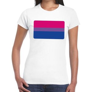 Gay pride biseksual vlag t-shirt wit shirt met vlag in Bi kleuren voor dames -  gaypride/LHBT kleding