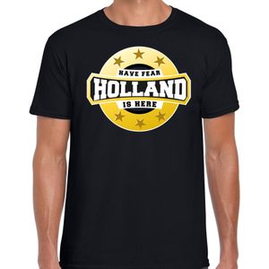 Have fear Holland is here t-shirt zwart voor heren - Nederlands elftal fan shirt / kleding