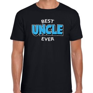 Best uncle ever / beste oom ooit cadeau t-shirt - zwart met blauwe en witte letters - voor heren - verjaardag shirt / kado shirt voor ooms