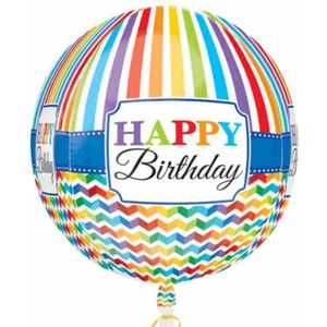 Folie cadeau sturen helium gevulde orbz ballon Gefeliciteerd/Happy Birthday rond 40 cm - Folieballon verjaardag versturen/verzenden