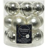 54x stuks kleine kerstballen zilver van glas 4 cm - mat/glans - Kerstboomversiering