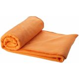 10x Fleece deken oranje 150 x 120 cm - reisdeken met tasje