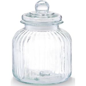 Glazen voorraadpot/koekjespot rond met deksel 2800 ml - 17,5 x 22 cm - Snoeppot - Bewaarpot