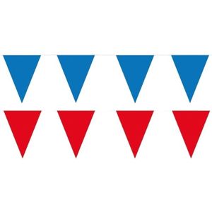 Rode/Blauwe feest punt vlaggetjes pakket - 80 meter - slingers / vlaggenlijn
