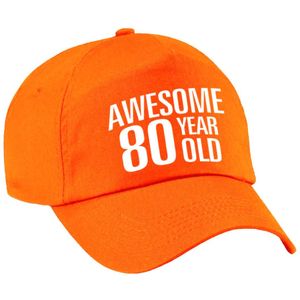 Awesome 80 year old verjaardag pet / cap oranje voor dames en heren - baseball cap - verjaardags cadeau - petten / caps