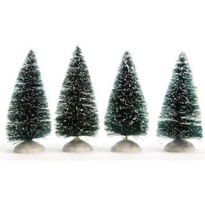 12x Kerstdorp onderdelen miniatuur boompjes met sneeuw 10 cm - Kerstdorpje maken - kerstboompjes