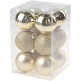 24x stuks kunststof kerstballen mix van goud en zilver 6 cm - Kerstversiering