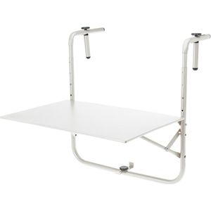 Pro Garden Balkon tafel - metaal - mat wit - 60 x 43 cm - Inklapbaar - Hoogte verstelbaar