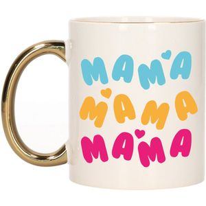 Bellatio Decorations Cadeau koffie/thee mok voor mama - multi - hartjes - gouden oor - Moederdag