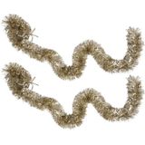 3x Kersboom decoratie folieslingers goud 200 x 15 cm - Guirlande lametta folieslingers - Tinsel kertsboomslingers