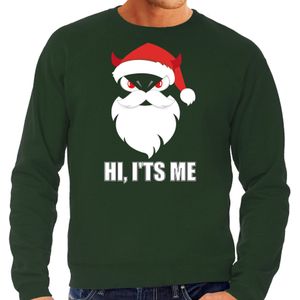Devil Santa Kerstsweater / Kerst trui hi its me groen voor heren - Kerstkleding / Christmas outfit