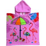 Set van bad cape/poncho met strand/badlaken microvezel - Strandhanddoeken voor kinderen met flamingo