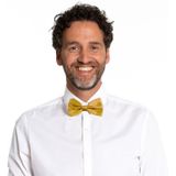 Partychimp Carnaval verkleed vlinderstrikje zijdeglans - 2x - goud - polyester - heren/dames