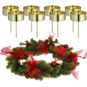 8x stuks kaarsenhouders/waxinelichthouders goud voor in een kerststukje