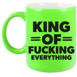 Bellatio Decorations Feest cadeau koffie/thee mok voor King - groen - King of everything - keramiek - 300 ml