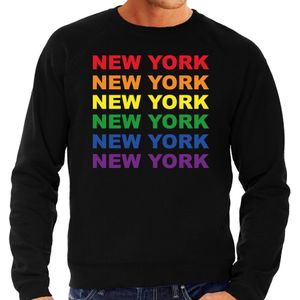 Regenboog New York gay pride / parade zwarte sweater voor heren - LHBT evenement sweaters kleding