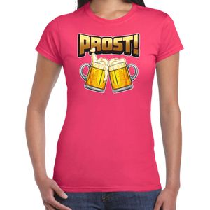 Bellatio Decorations Apres ski t-shirt dames - bier - roze - apres ski/oktoberfest