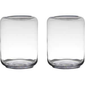 Set van 2x stuks transparante grote luxe vaas/vazen van glas 30 x 23 cm - Bloemen/boeketten vaas voor binnen gebruik