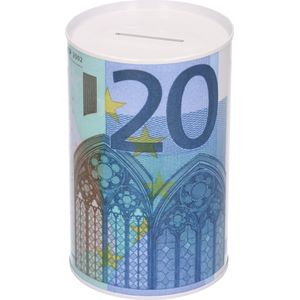Spaarpot 20 euro biljet 8 x 15 cm - Blikken/metalen spaarpotten met euro biljetten