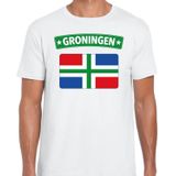 Groningen vlag t-shirt wit voor heren - Grunnen vlag shirt voor heren