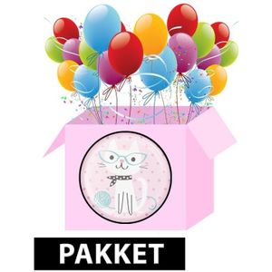 Katten/poezen thema feest pakket - 8 personen - versiering feestpakket