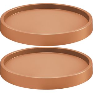 2x Stuks plantenonderzetters/multirollers rond terracotta kunststof 35 cm - Trolleys voor kamerplanten