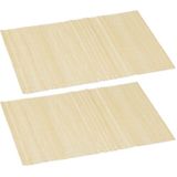 12x stuks rechthoekige bamboe placemats beige 30 x 45 cm - Placemats/onderleggers - Tafeldecoratie