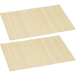 12x stuks rechthoekige bamboe placemats beige 30 x 45 cm - Placemats/onderleggers - Tafeldecoratie