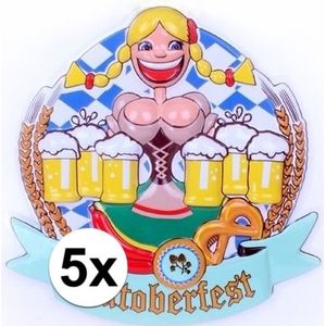 5x Oktoberfest 3D muur/wand decoraties Heidi 44cm - Bierfeest feestartikelen - Decoratieborden versiering