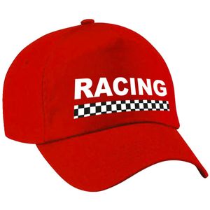 Racing / finish vlag verkleed pet rood voor meisjes en jongens - Racing team baseball cap - carnaval / kostuum