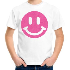 Bellatio Decorations Verkleed T-shirt voor jongens - smiley - wit - carnaval - feestkleding kind