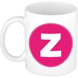 Mok / beker met de letter Z roze bedrukking voor het maken van een naam / woord - koffiebeker / koffiemok - namen beker