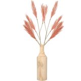 Decoratie pampasgras pluimen in houten vaas - oudroze - 98 cm - Tafel bloemstukken