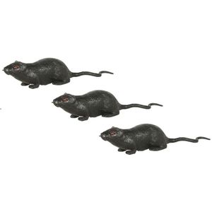 3x Grote plastic ratten 20 cm - Halloween/horror decoratie/versiering - Enge rat 3 stuks