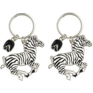4x stuks metalen zebra sleutelhanger 5 cm - Dieren cadeau artikelen - Zebras