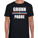 Grunn pabbe met vlag Groningen t-shirt zwart heren - Gronings dialect cadeau shirt