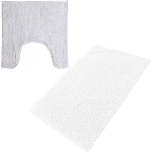 Urban Living badkamer droogloop matjes/tapijt - set 2x stuks - polyester - parel wit