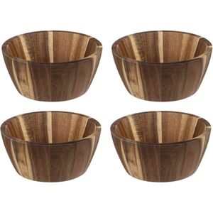 Secret de Gourmet set van 4x stuks Salade schaaltjes Alicante - Acaciahout - 16 x 7 cm